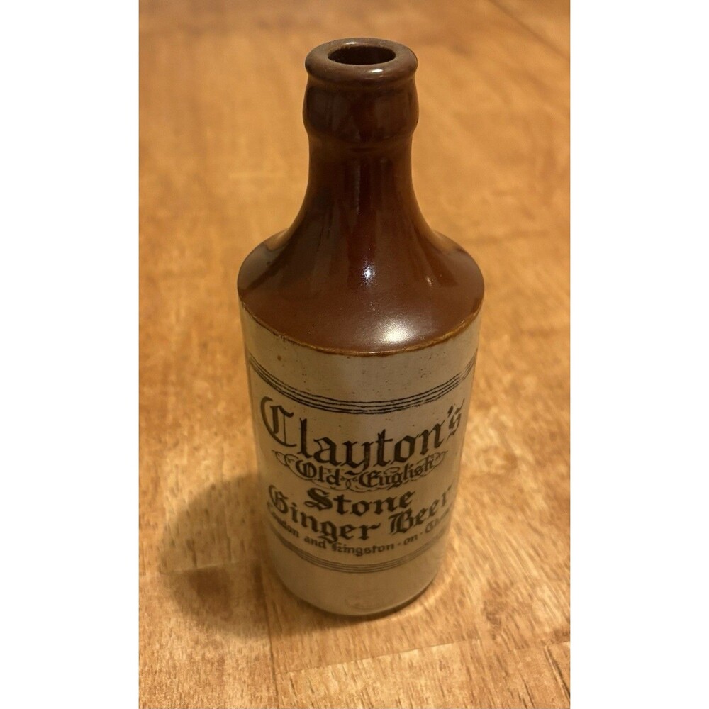 Clayton's Old English Stone Ginger Beer Bottle Vintage British Ceramic Stoneware